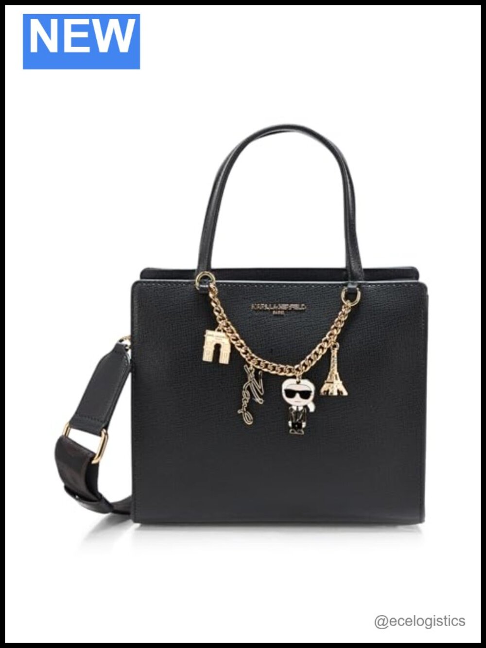 Vintage Faux Leather Satchel Handbag with Charm Details